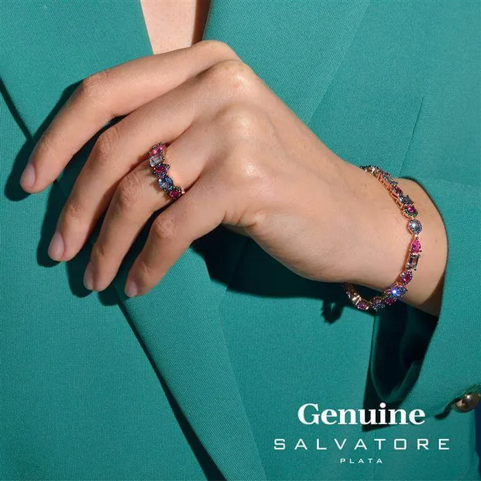 Rings Salvatore Plata Silver ring with amethyst zircons and rose gold plating Salvatore Plata Genuine