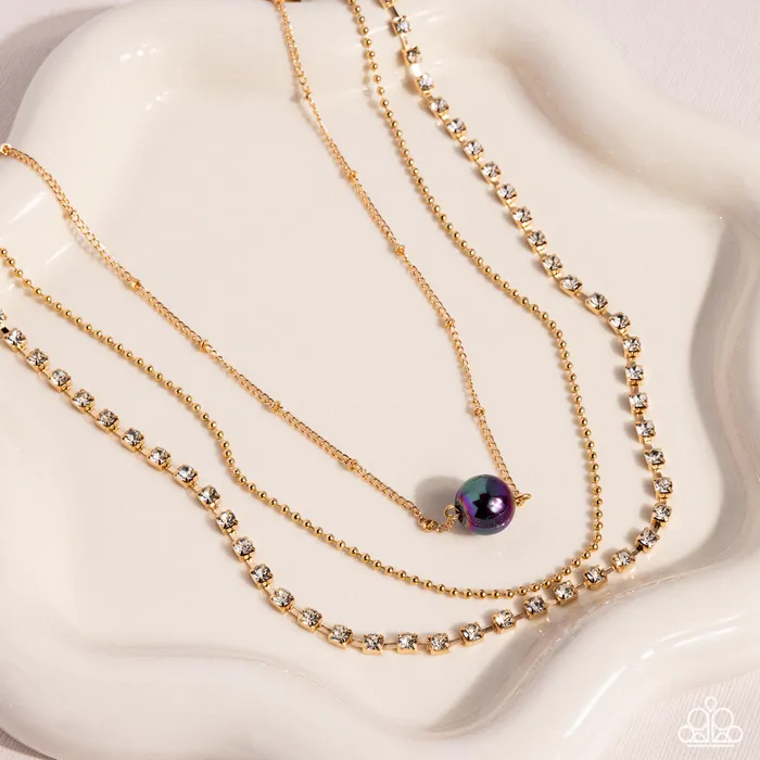 Symmetrical Shimmer Gold Necklace Jewelry by Bretta Paparazzi Accessories Necklaces
