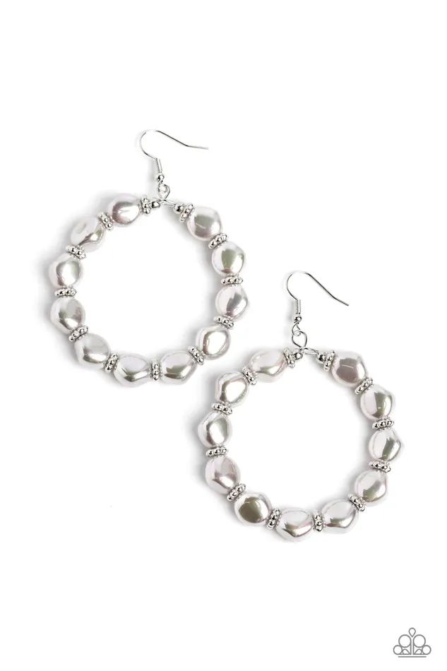 The PEARL Next Door Silver Earrings Jewelry by Bretta Paparazzi Accessories Earrings